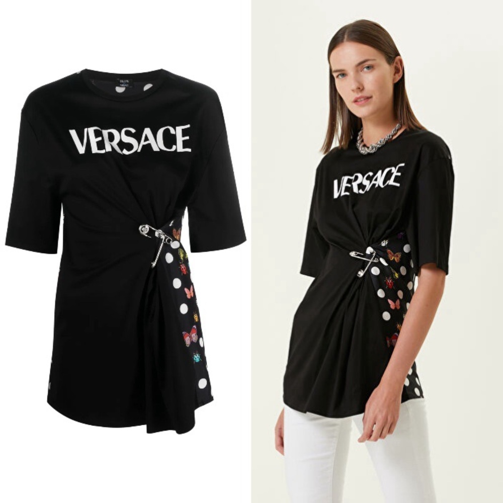 Versace x Dua Lipa Black Graphic Short Sleeve Tee